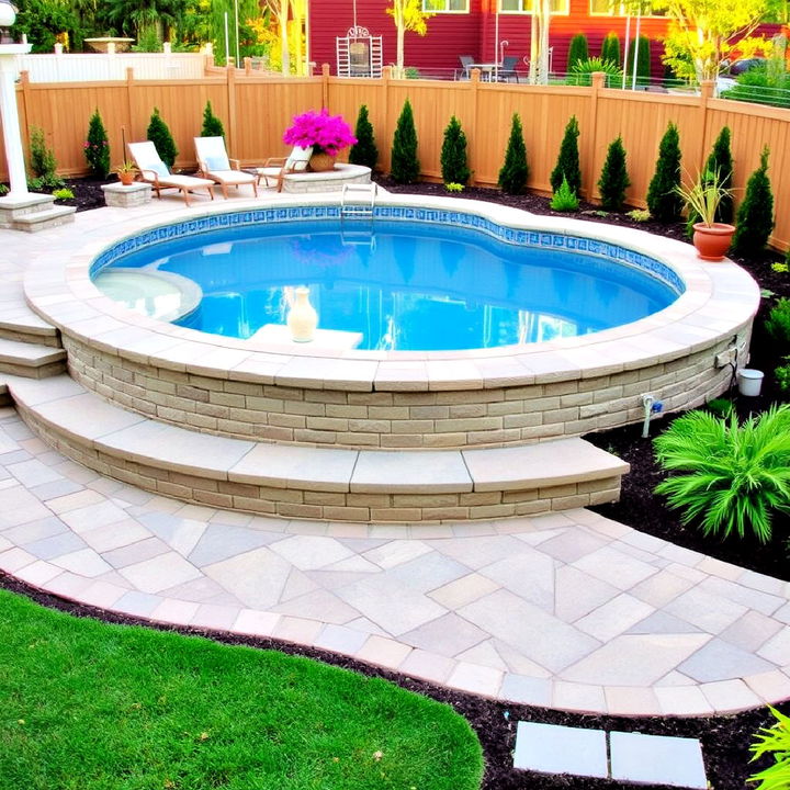 create terraced levels around pool with pavers