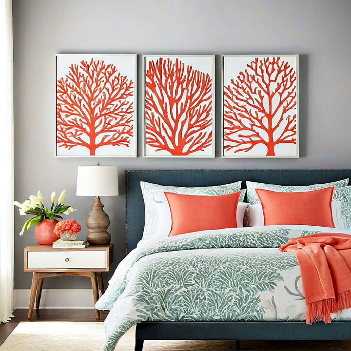 creative coral colored wall art