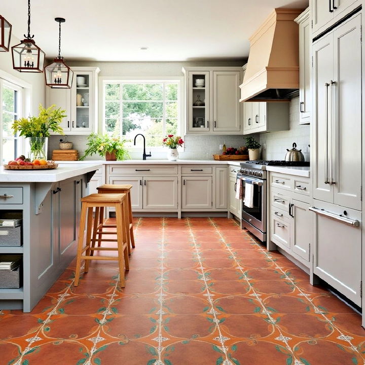 creative terracotta with painted accents tiles