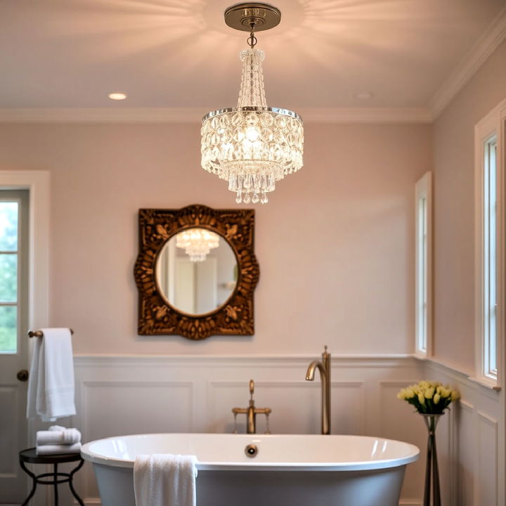 crystal pendant lights to elevate the bathroom ambiance