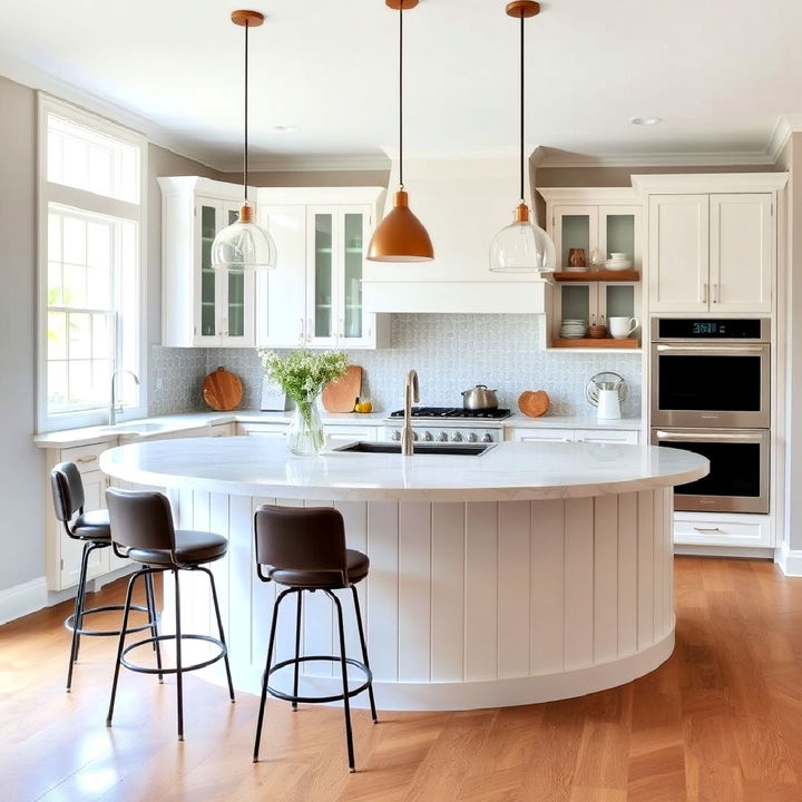 curved shiplap island for kitchen