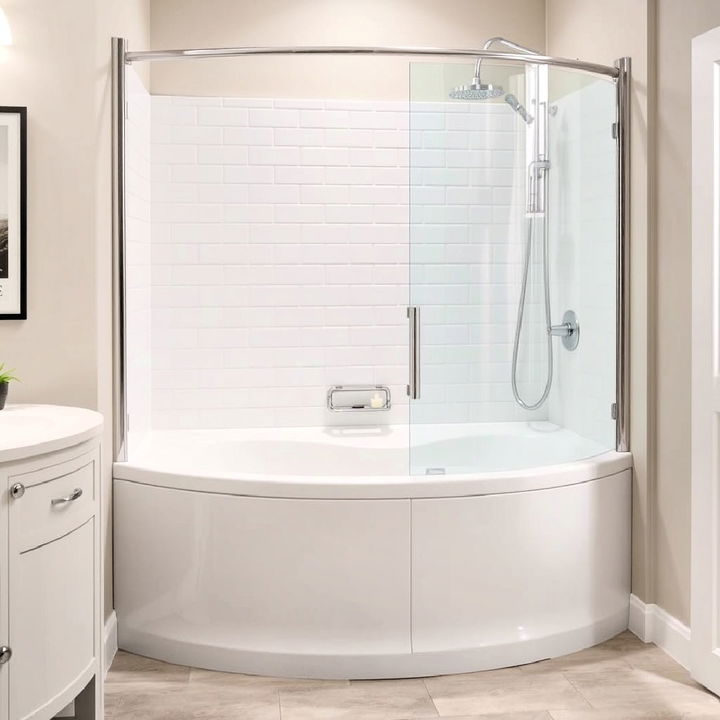 curved tub shower combo