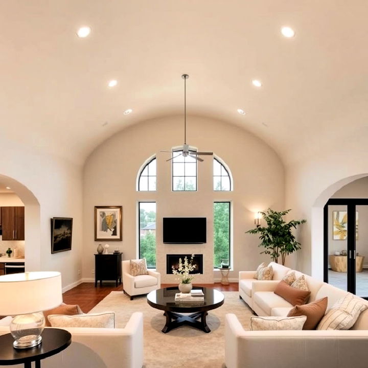 curved vaulted ceiling to enhace living room