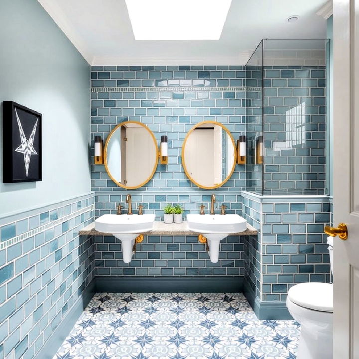 custom bathroom tiling pattern