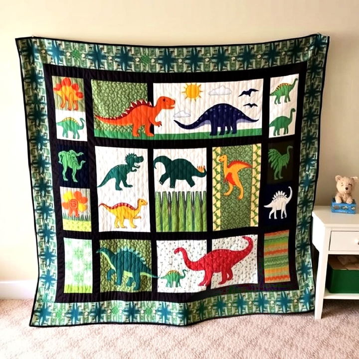 custom dinosaur themed quilt