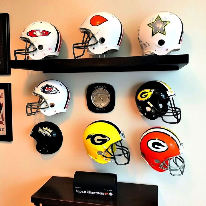 custom helmet display for football room decor