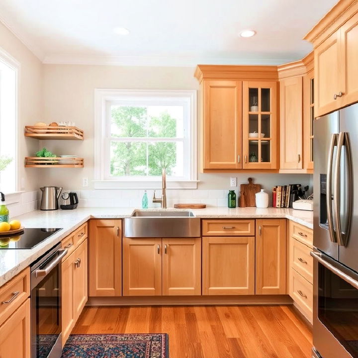 custom maple kitchen cabinets with built in storage