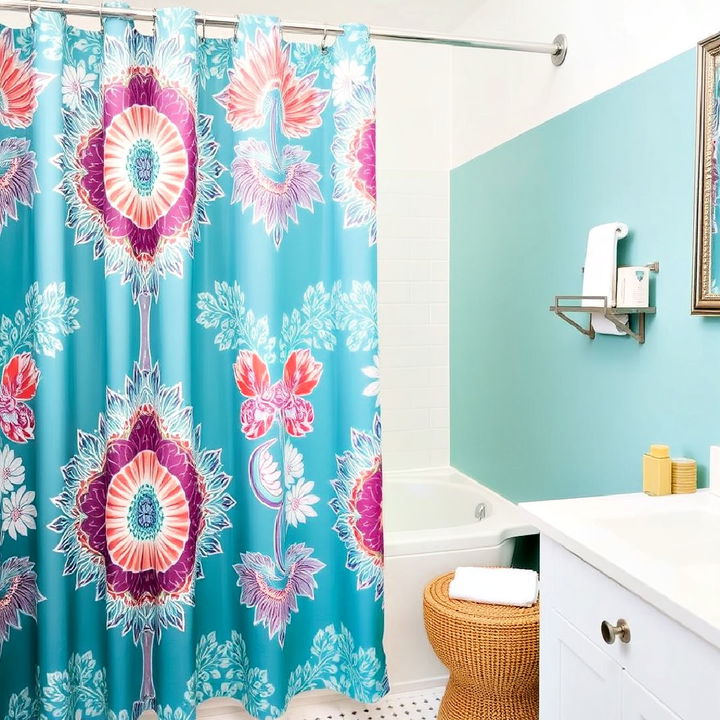 custom shower curtains for colorful bathroom