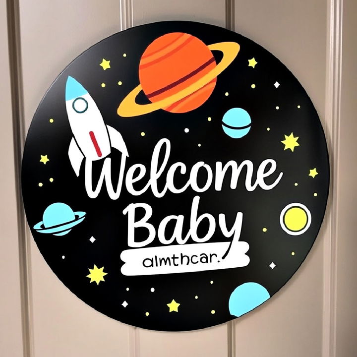 custom space themed nursery door sign