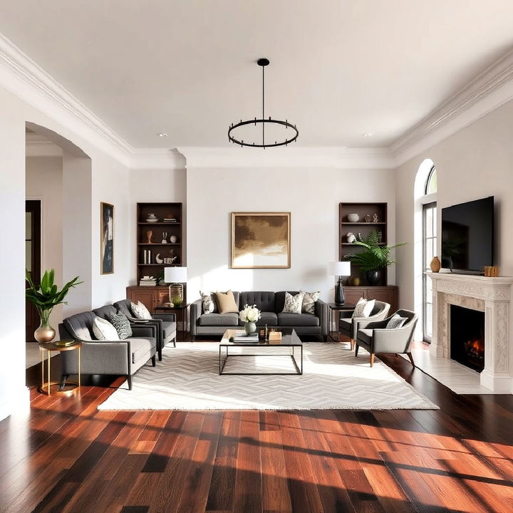 dark brown floor with light colored walls