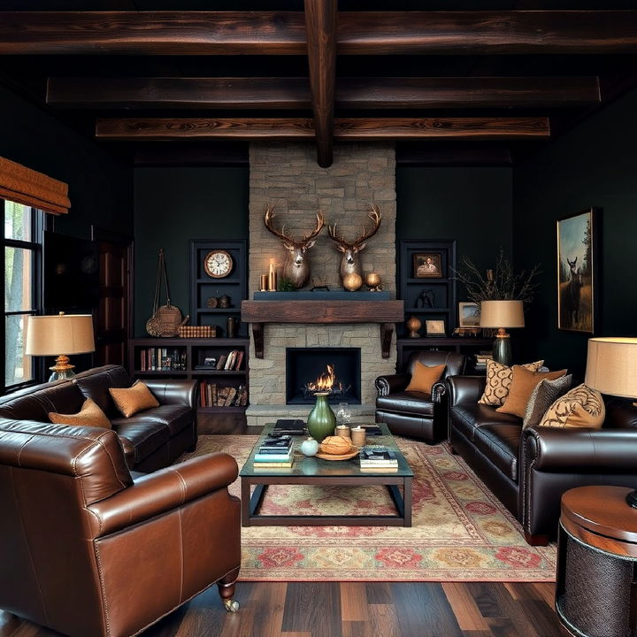 dark earthy color palette hunting room