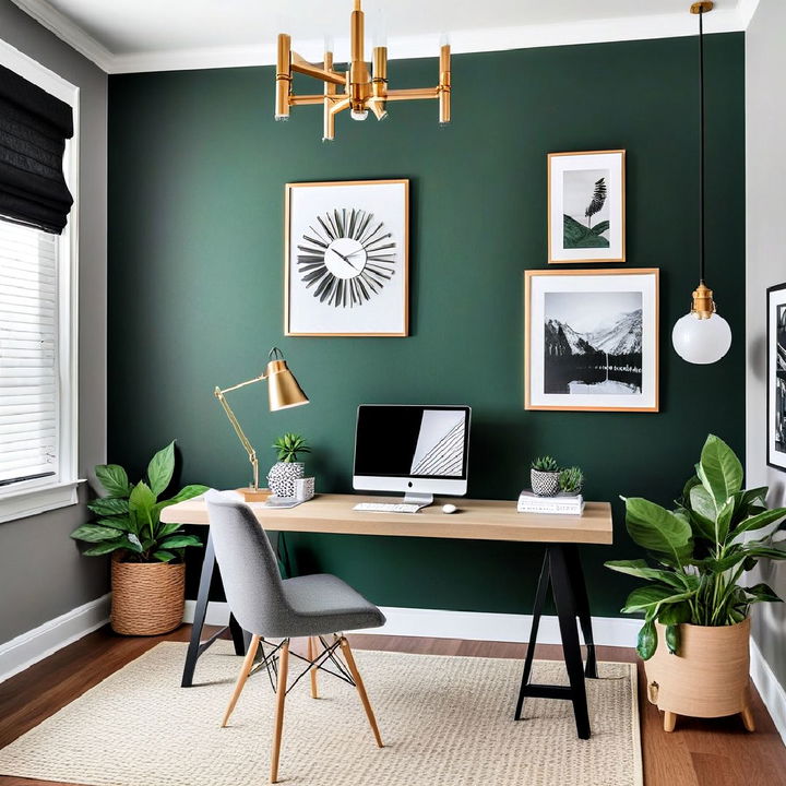 dark green accent wall for home office