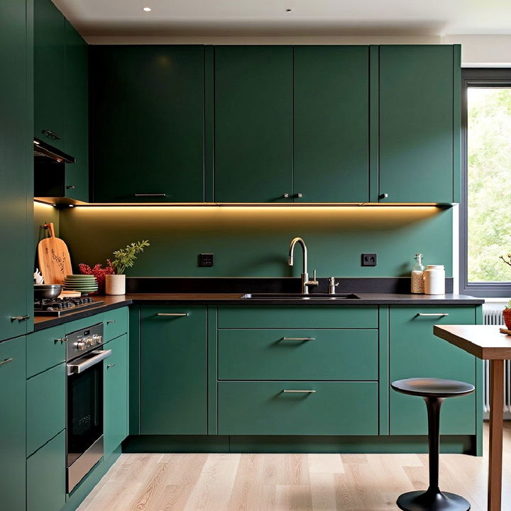 dark green and black for a moody kitchen