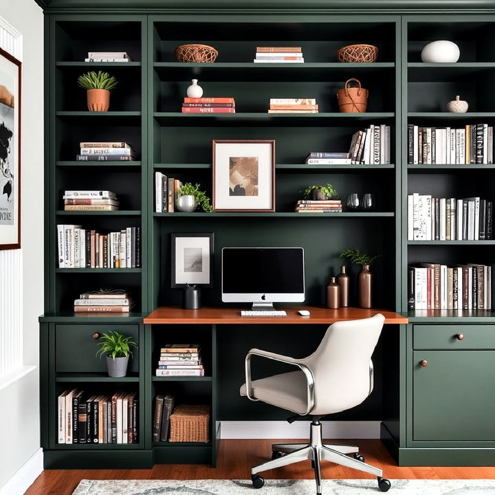 dark green bookshelf for home office