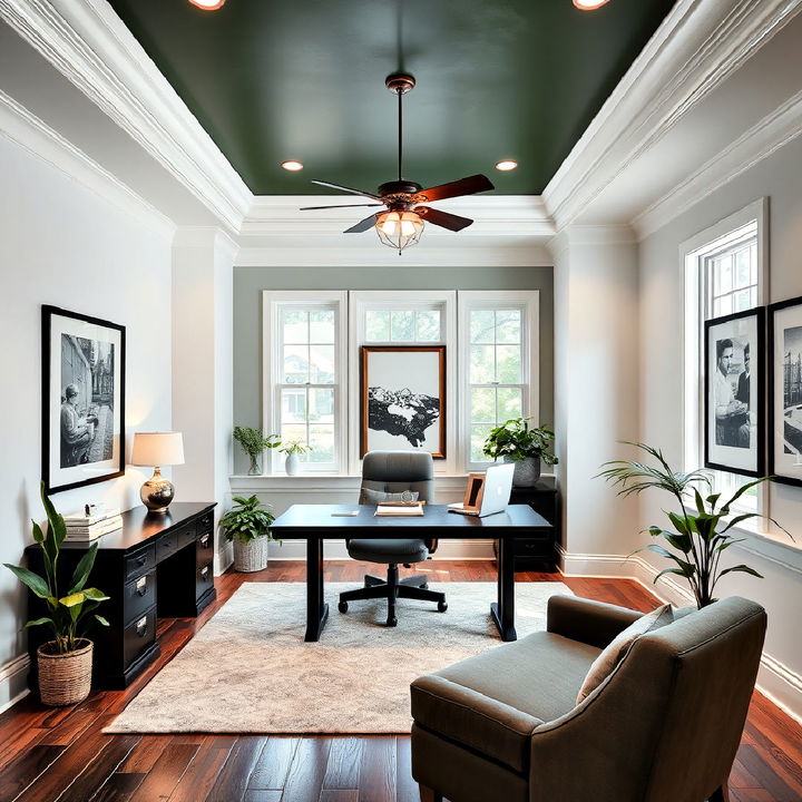 dark green ceiling for home office