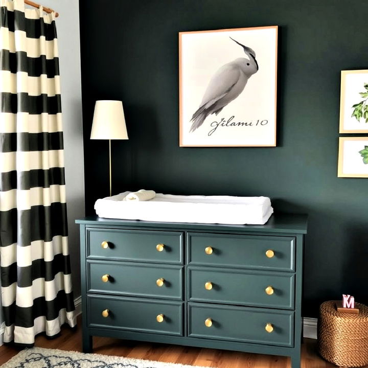 dark green changing table to bring style