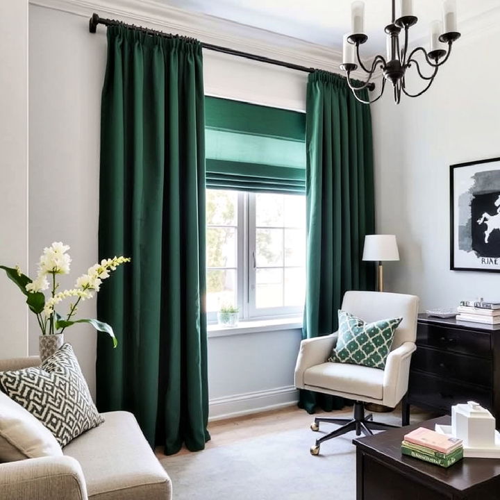 dark green curtains for home office