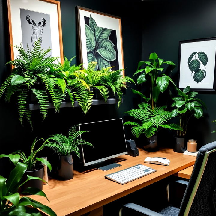 dark green plants into home office