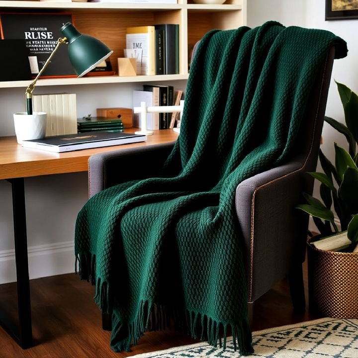 dark green throw blanket for home office