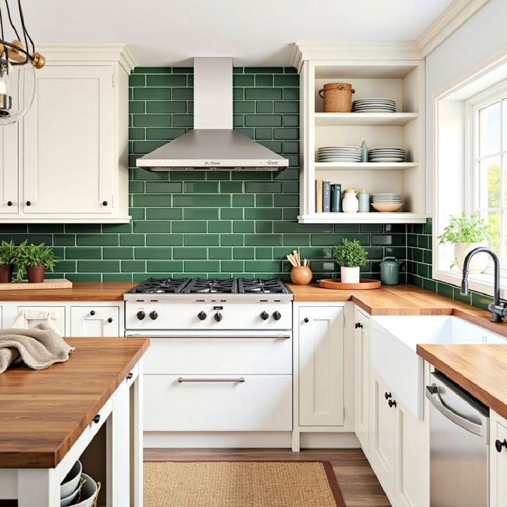 dark green tiles for a rustic farmhouse look