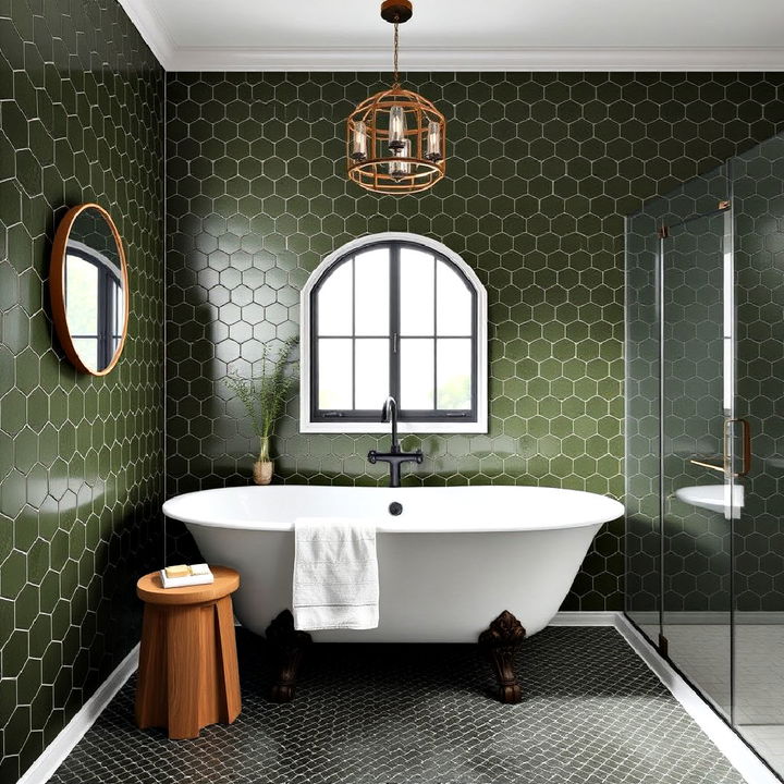 dark olive green hex tiles for an industrial look