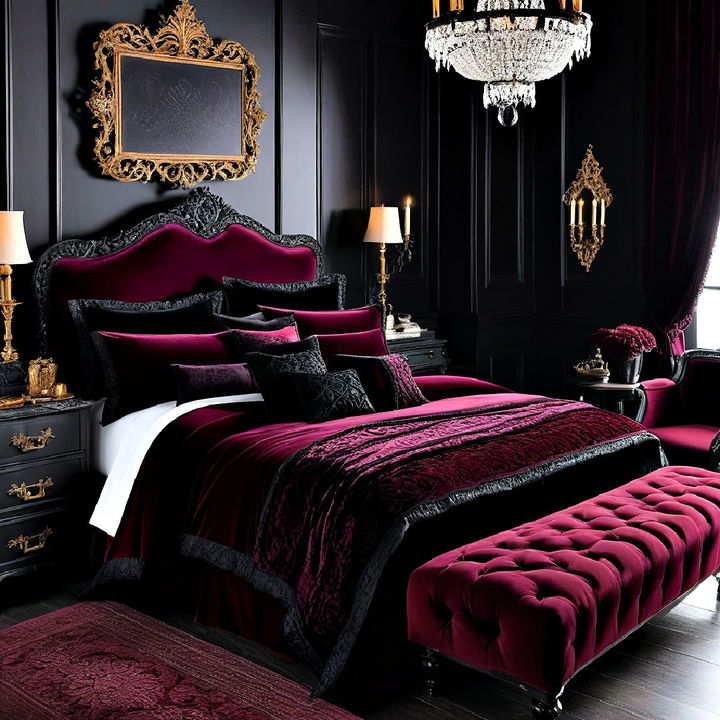 dark velvet bedding for a luxurious gothic feel