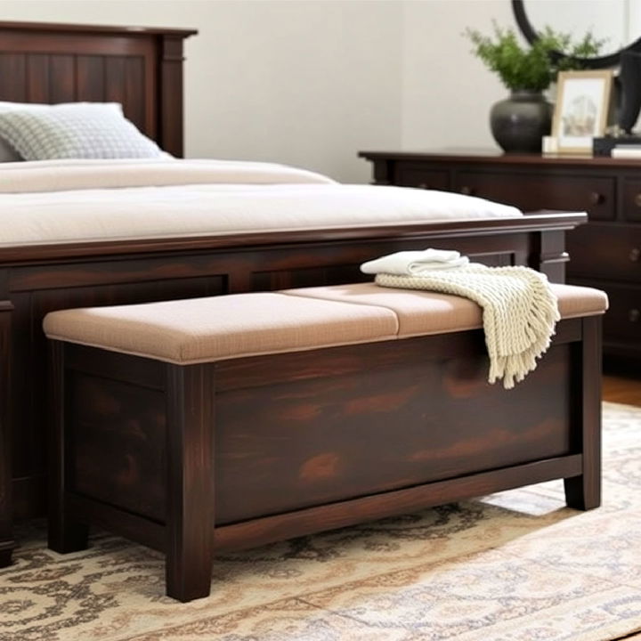 dark wood bedside bench for bedroom