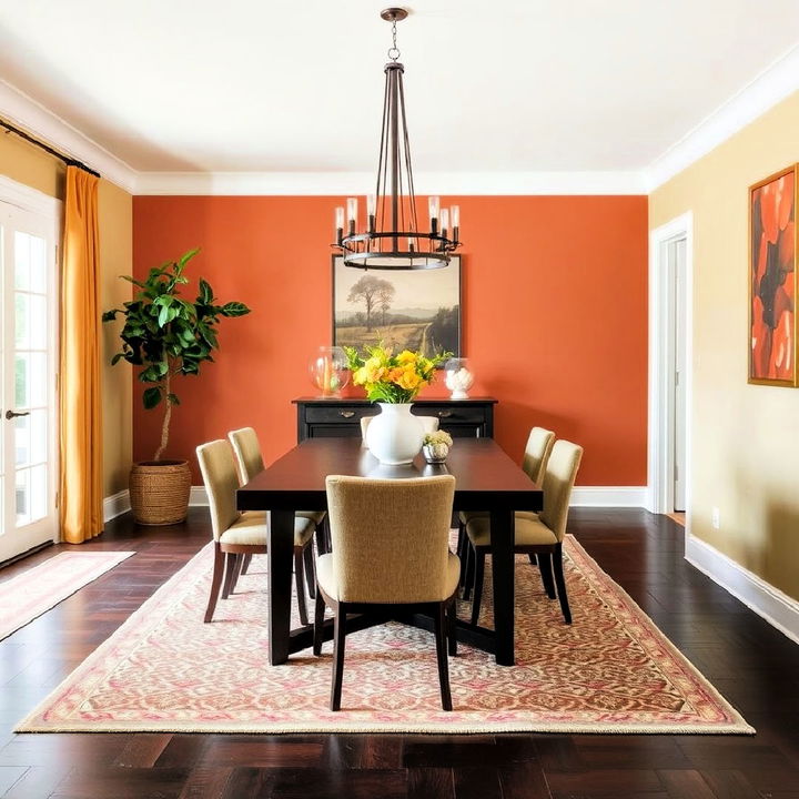 dark wood floor with warm earthy decor