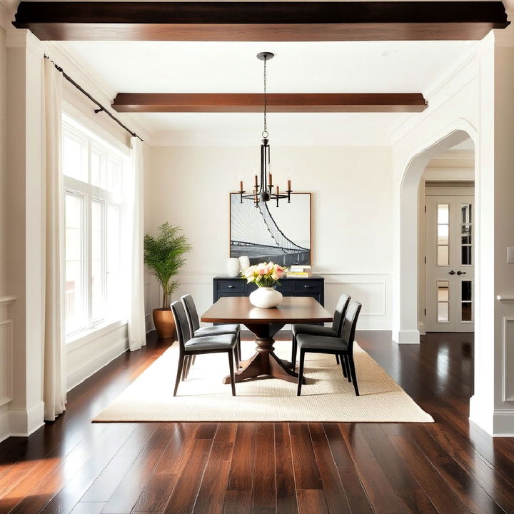 dark wood floors with light colored walls