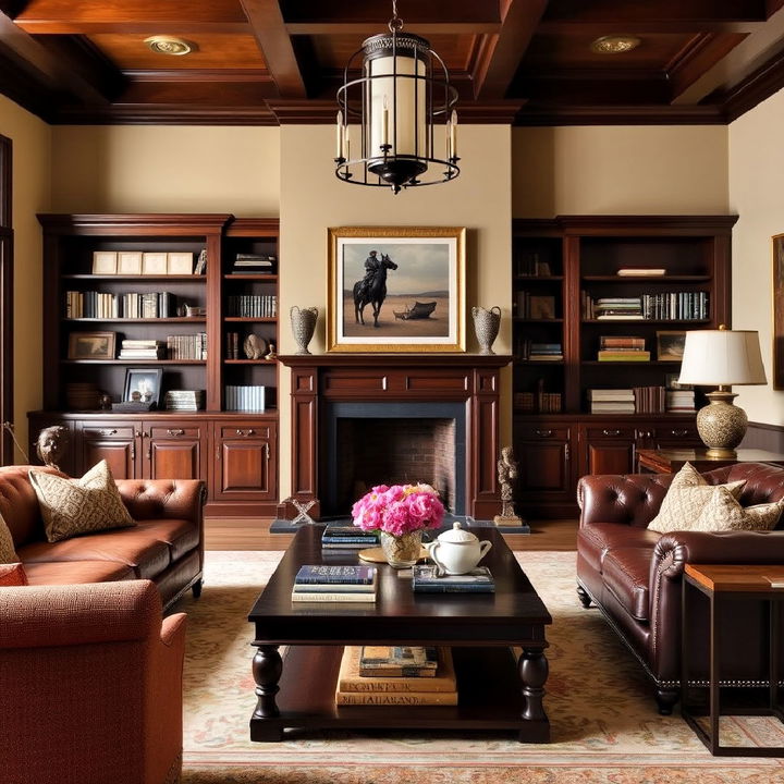 dark wood furniture for chic ralph lauren interiors