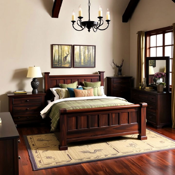 dark wood furniture for hunting bedroom