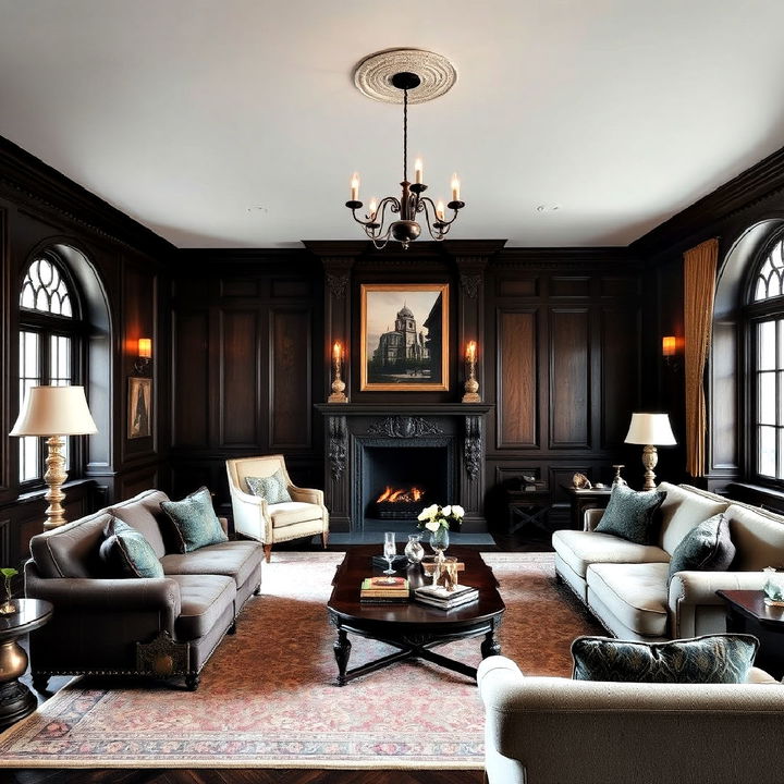 dark wood paneling living room