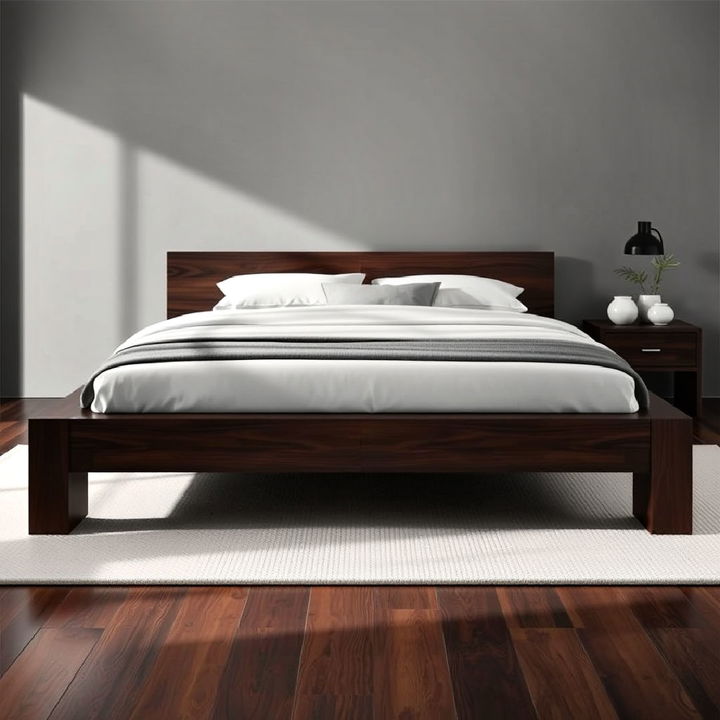 dark wood platform bed for bedroom