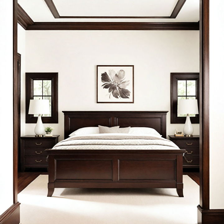 dark wood trim and moldings for bedroom