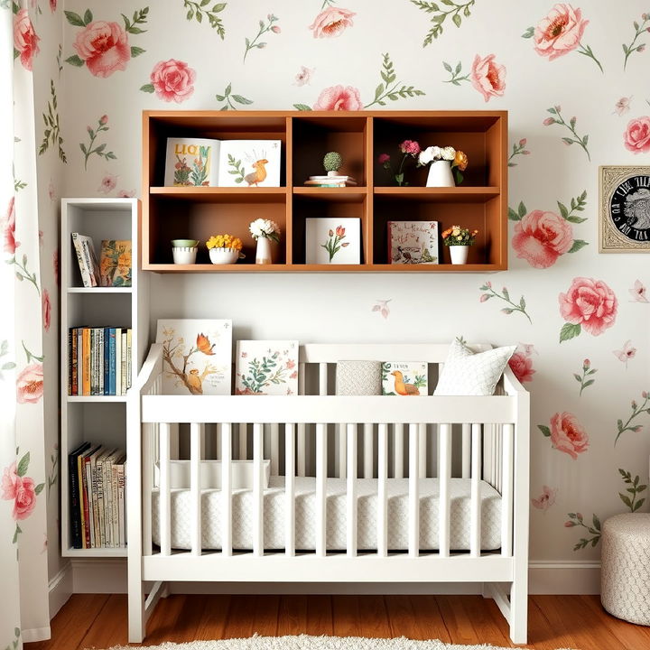 decorate nursery with bookshelves