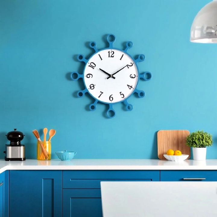 decorative blue wall clock for kitchen