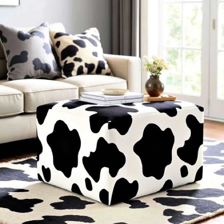 decorative cow print ottomans