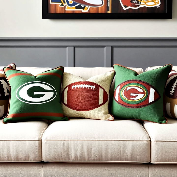 decorative football themed throw pillows