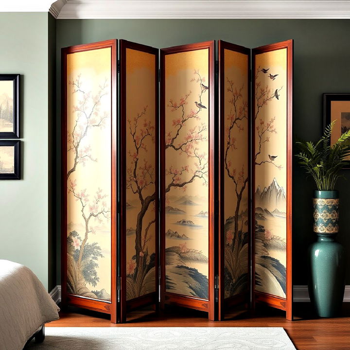 decorative room divider with chinoiserie design