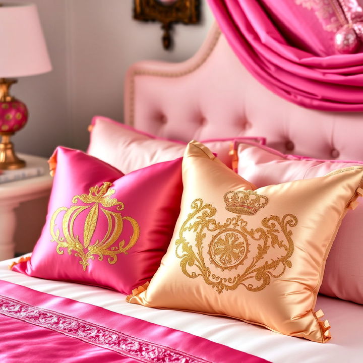 decorative throw pillows with gold motifs