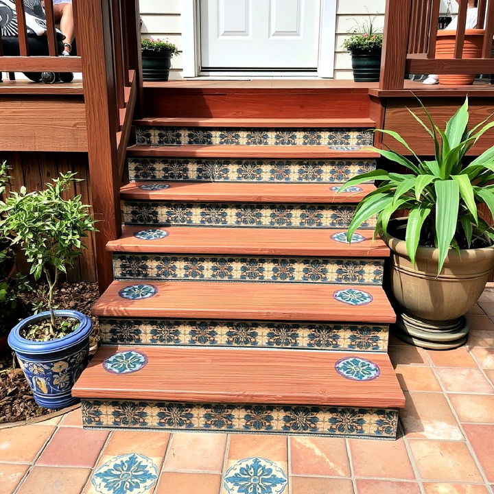 decorative tile steps for deck