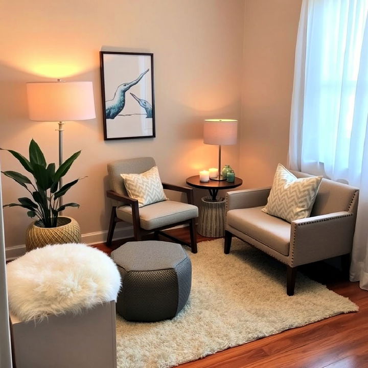 dedicated relaxation corner in a therapy room