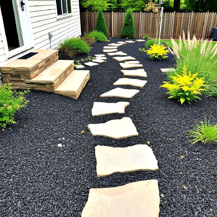 define walkways with stylish black mulch