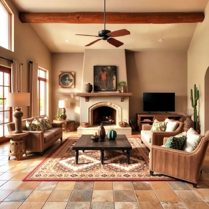 desert inspired tiles living room