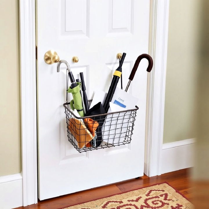 door mounted basket for entryway storage