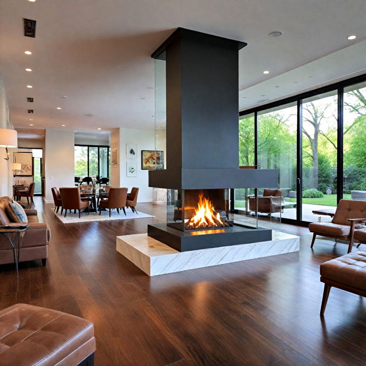 double sided glass fireplace for modern homes