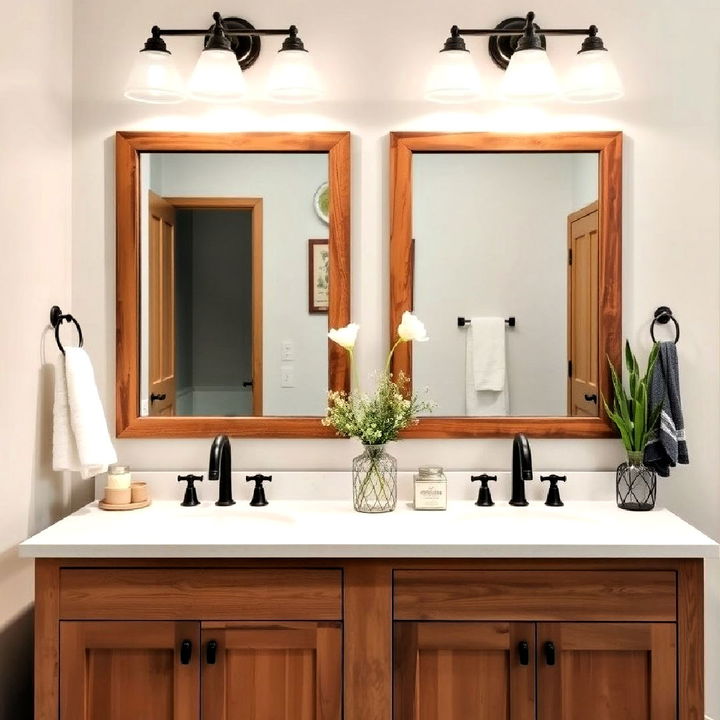 double vanity mirrors for farmhouse bathroom