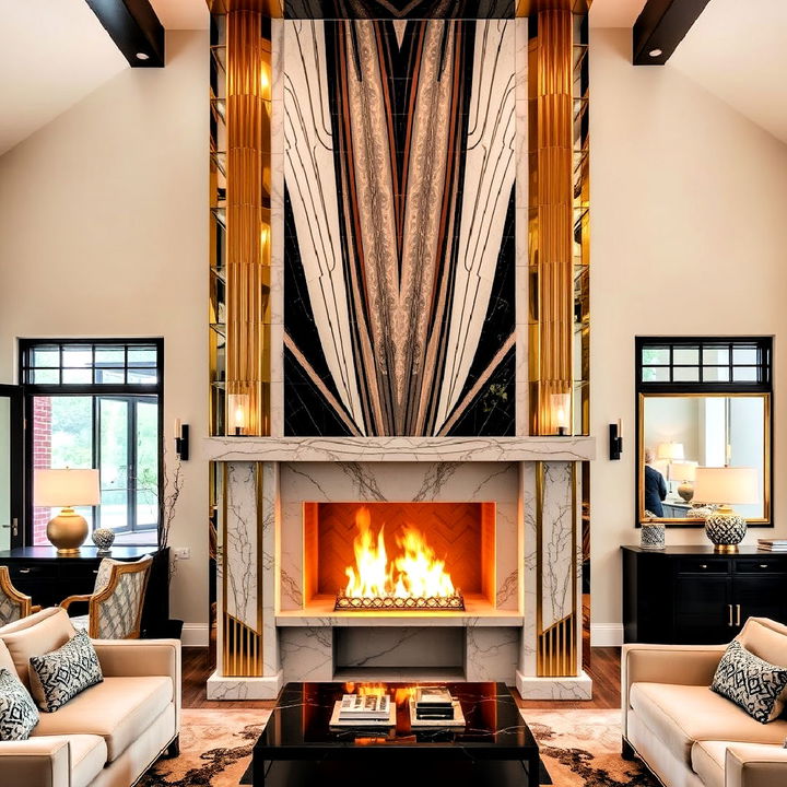 dramatic art deco fireplace centerpiece