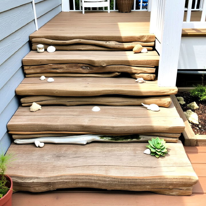 driftwood inspired deck steps