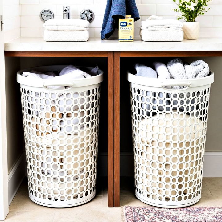 dual hampers for bathrooom